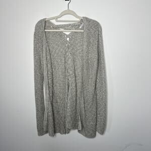 Stitches & Stripes Sweater Womens Small Gray Open Knit Cardigan Long Sleeve Boho
